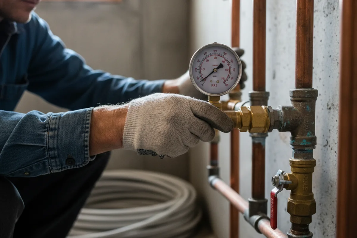 Pressure testing a repaired line during Water Line Repair in Paullina